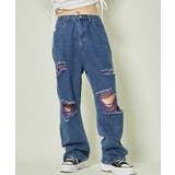 パープル | 《カラーダメージ×映えクラッシュ》Y2Kデニムパンツ | GORGE