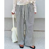 ブラック | 《ゆる映え柄パンツ》ストライプ&チェック/楽ちん美ラインワイド | GORGE