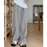 《ゆる映え柄パンツ》ストライプ&チェック/楽ちん美ラインワイド | GORGE | 詳細画像2