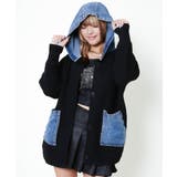 ブラック | レディース ニットパーカー風カーディガン 秋冬トップス | GORGE