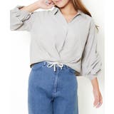 グレージュ | 《スエード風×袖タック》レディース 長袖ブラウス フロントひねりデザイン | GORGE 