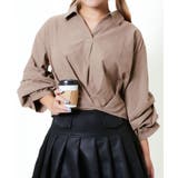 モカ | 《スエード風×袖タック》レディース 長袖ブラウス フロントひねりデザイン | GORGE 