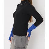 《袖配色リブ×指穴デザイン》レディース ハイネック ニットプルオーバー | GORGE  | 詳細画像3 