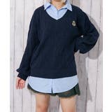 ネイビー | レディース ケーブルニット チュニック | GORGE 