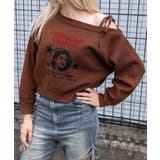 ブラウン | 《ワンショルダー×ジャカード》レディース 短丈ニット トップス 個性派 春秋冬 | GORGE 