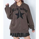 ブラウン | 《ビッグスターアップリケ》レディース 裏毛 ジップパーカー | GORGE 