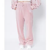 ピンク | 《ベロア×フレアシルエット》レディース ロゴ刺繍パンツ セットアップ対応 秋冬 | GORGE 