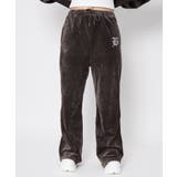 ブラウン | 《ベロア×フレアシルエット》レディース ロゴ刺繍パンツ セットアップ対応 秋冬 | GORGE 