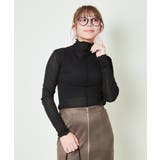 ブラック | 《透け感×メロウフリル》レイヤード主役トップス/華奢見えハイネック | GORGE