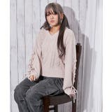 《袖レースアップ×ケーブル編み》レディース モールニット Ｖネックプルオーバー | GORGE  | 詳細画像17 