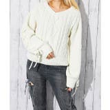 《袖レースアップ×ケーブル編み》レディース モールニット Ｖネックプルオーバー | GORGE  | 詳細画像6 