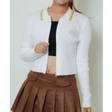 《配色ライン襟×ワッペン刺繍》レディース リブニットジップカーディガン 長袖 | GORGE  | 詳細画像3 