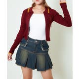 《配色ライン襟×ワッペン刺繍》レディース リブニットジップカーディガン 長袖 | GORGE  | 詳細画像9 