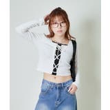 オフホワイト | 《レースアップ×レイヤード風レース》映えトップス	 | GORGE 