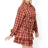 レッド | 《ドロストシャツ×フリルスカート》チェック柄 セットアップ インナーパンツ付き | GORGE 