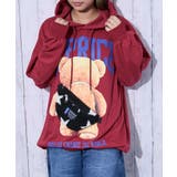 レッド | 《ビッグくまプリント×ボアフェイクバッグ付き》レディース 裏毛 パーカー | GORGE 