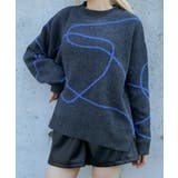 グレー | 《ライン柄アクセント》レディース ニットプルオーバー ゆったりシルエット 秋冬 | GORGE 