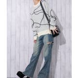 《ライン柄アクセント》レディース ニットプルオーバー ゆったりシルエット 秋冬 | GORGE  | 詳細画像4 