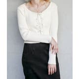 オフホワイト | 《フロントレースアップ×リブニット》レディース 長袖トップス 美シルエット | GORGE 