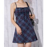 ネイビー | 《起毛チェック柄》レディース キャミワンピ チュニック レイヤード 秋冬 | GORGE 
