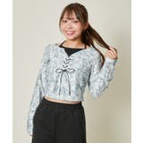 ブルー | レディース クロップドトップス 編み上げデザイン | GORGE