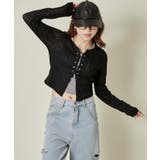 《透け感リブ×レースアップ》華奢見えトップス | GORGE | 詳細画像1