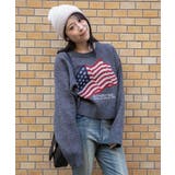 チャコール | 《アメリカフラッグジャガード×メランジ風》レディース 短丈ニット トップス | GORGE 