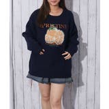 ネイビー | 《ロゴ刺繍×フルーツモチーフ》レディース ニット プルオーバー 秋冬 | GORGE 