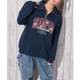 ネイビー | 《カレッジロゴ×裏起毛》刺繍入りハーフジップスウェット | GORGE 
