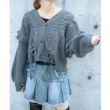 チャコール | 《レースアップ×袖フリル》レディース ニットカーディガン ショート丈 秋冬 | GORGE