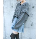 《レースアップ×袖フリル》レディース ニットカーディガン ショート丈 秋冬 | GORGE | 詳細画像1