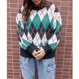 《レトロカレッジ》レディース アーガイル柄ニット ゆるシルエット 秋冬 | GORGE | 詳細画像7