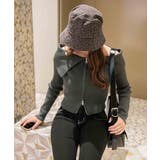 チャコール | 《デカ襟×ダブルジップ》大人可愛いリブトップス カーディガン | GORGE