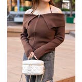 D/BR | 《デカ襟×ダブルジップ》大人可愛いリブトップス カーディガン | GORGE