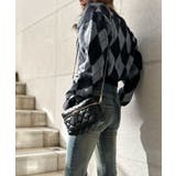 《アーガイル柄×フェザー素材》キャミ付きニットカーディガン／秋冬春 | GORGE  | 詳細画像8 