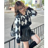 《アーガイル柄×フェザー素材》キャミ付きニットカーディガン／秋冬春 | GORGE  | 詳細画像2 