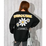 ブラック | 《バックロゴ×デイジープリント》レディース 裏起毛 スウェット | GORGE 