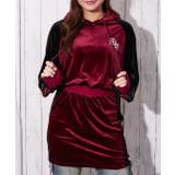 《ライン切替×スポカジ》レディース ベロア ミニワンピ フーディ 秋冬 | GORGE | 詳細画像3