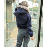 《ファーフード×ツイル貼付けロゴ》ショート丈裏起毛パーカー 秋冬◎ | GORGE | 詳細画像7