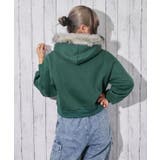 《ファーフード×ツイル貼付けロゴ》ショート丈裏起毛パーカー 秋冬◎ | GORGE | 詳細画像11