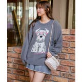 チャコール | 《ふわモコ質感×メガネわんこ柄》大人可愛い遊び心ニット シュナウザー | GORGE