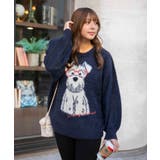 ネイビー | 《ふわモコ質感×メガネわんこ柄》大人可愛い遊び心ニット シュナウザー | GORGE