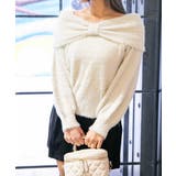 アイボリー | 《ふわシャギー×ラメ混》ワイドネックリボンニットトップス 冬◎ | GORGE