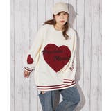 アイボリー | 《ハートジャガード×英字ロゴ》ゆるだぼ可愛い◎オーバーサイズニットプルオーバー | GORGE 