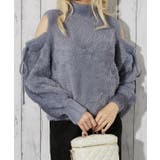 ブルー | 《肩あき×フェザーニット》レディース 長袖トップス ふわもこ フェミニン 秋冬 | GORGE 