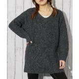 チャコール | 《バックリボン×ブークレ》レディース チュニックニット ふんわり長丈 秋冬 | GORGE 