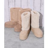 《厚底×ファー切替》レディース フェイクムートンブーツ ロング丈 | GORGE  | 詳細画像1 