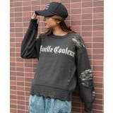 チャコール | 《ダメージ×ロゴ映え》レディース ニットトップス デザインカット 秋冬 | GORGE 