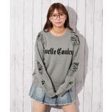 グレー | 《ダメージ×ロゴ映え》レディース ニットトップス デザインカット 秋冬 | GORGE 