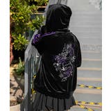 パープル | 《ベロア×ドラゴン刺繍》サイドラインジップパーカー | GORGE